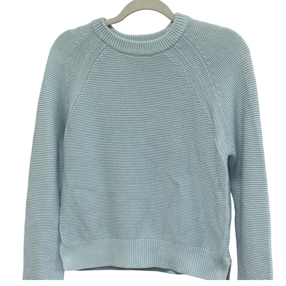 French Connection Light Blue 100% Cotton Ribbed Crew Neck Sweater - XS- NWT - Picture 2 of 6